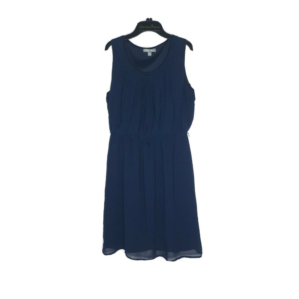 Roz And Ali Navy Blue Elastic Waist Dress Size 10